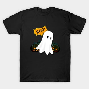 Boo Little Ghost Happy Halloween T-Shirt